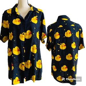Neff The Trippy Rubber Duck Poolside BLUE Unisex Button Down Shirt Medium